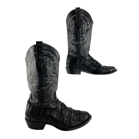 Men's Corral Black Caiman Almond Toe Western Boots Size: 8.5 D - Picture 1 of 8